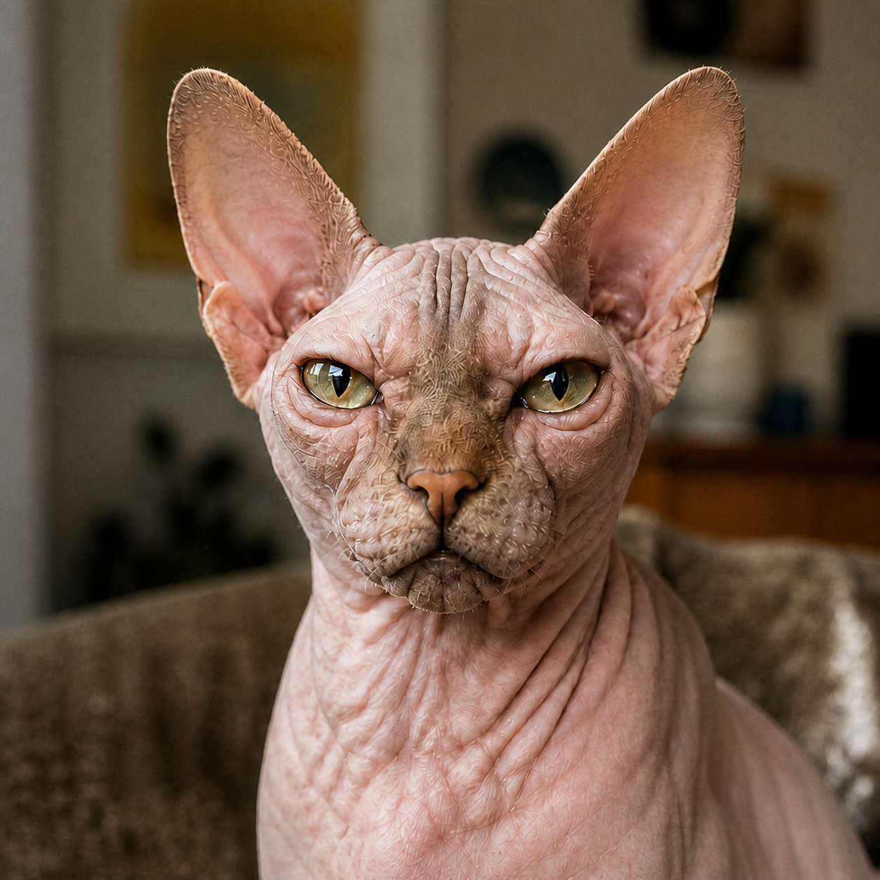 Sphynx cat before treatment